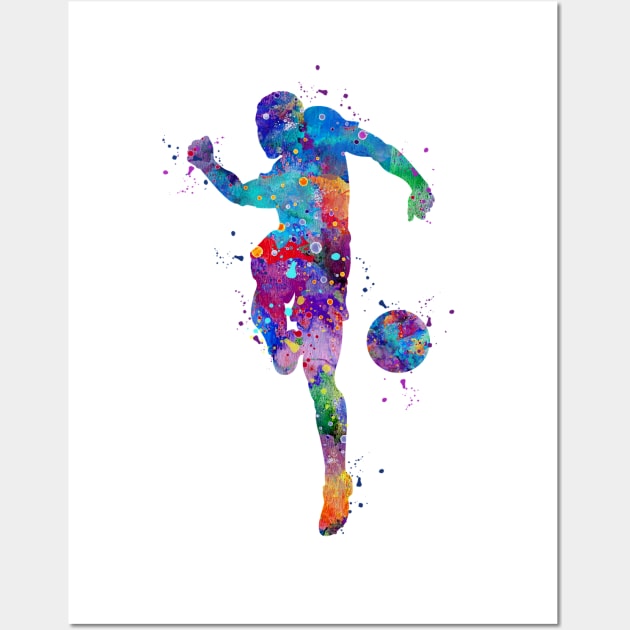 Soccer Player Watercolor Painting Art Print Gifts Wall Art by LotusGifts